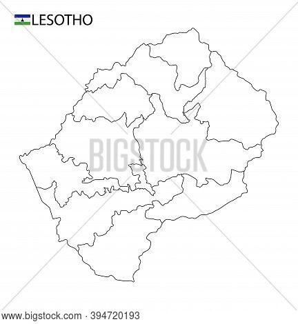 Lesotho Map, Black And White Detailed Outline Regions Of The Country.
