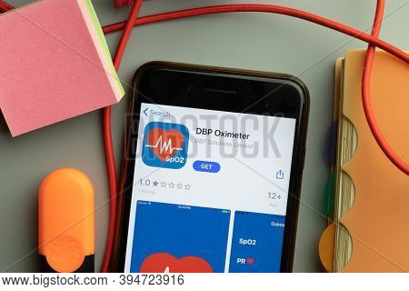 New York, United States - 7 November 2020: Dbp Oximeter App Store Logo On Phone Screen, Illustrative