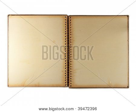 Leere Seite eines 1960er Jahre Foto-Albums, isolated on White. Selbstklebende Seitentyp.