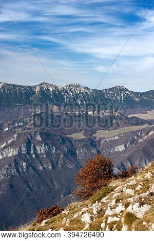Mountain Range Of Monte Baldo (baldo Mountain) In Adige Valley View From The Peak Of Corno D'aquilio