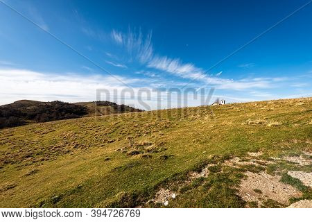 Landscape Of The Lessinia Plateau (altopiano Della Lessinia) In Autumn With The Peak Of Corno D'aqui