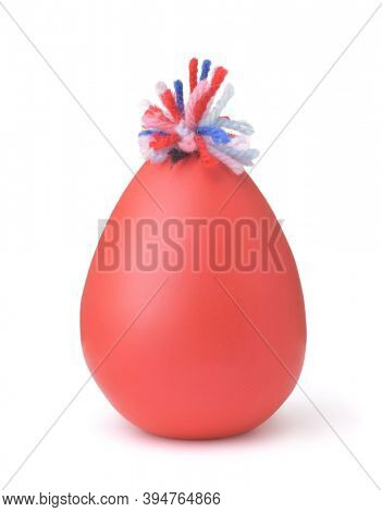 Front view of handmade squishy stress ball balloon isolated on white