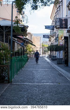 Empty Streets In Athens, Greece City Center, Monastiraki Area