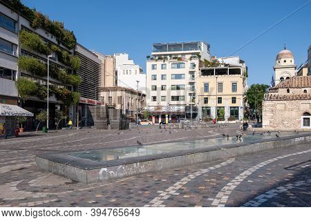 Empty Streets In Athens, Greece City Center, Monastiraki Square Area