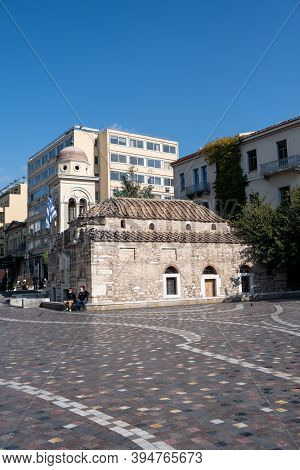 Empty Streets In Athens, Greece City Center, Monastiraki Square Area
