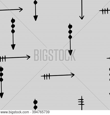 Vector Arrows Seamless Patternblack On Grey Background Repeat Backdrop Loop Structure Monochrome Hyg