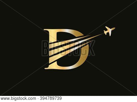 Modern D Letter Travel Logo Design Concept Vector. D Travel Logo