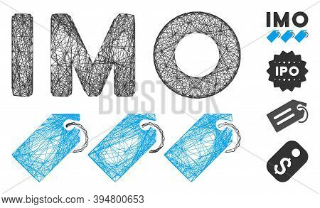 Vector Net Imo Tags. Geometric Wire Frame Flat Net Made From Imo Tags Icon, Designed From Crossed Li