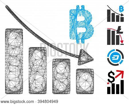 Vector Net Bitcoin Recession Bar Chart. Geometric Hatched Frame 2d Net Made From Bitcoin Recession B