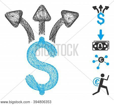 Vector Net Share Money. Geometric Linear Frame 2d Net Made From Share Money Icon, Designed From Cros