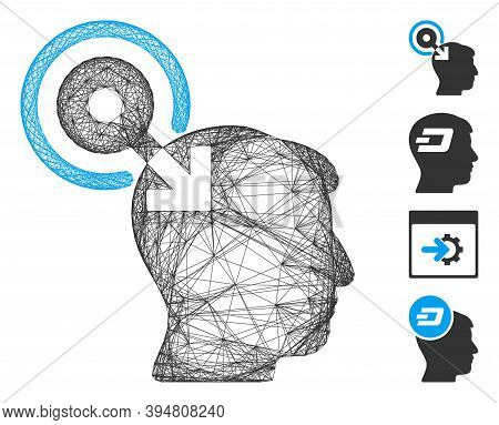 Vector Network Brain Interface Plug-in. Geometric Linear Carcass 2d Network Made From Brain Interfac