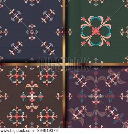Uzbek Ikat Silk Fabric Pattern, Motif Ethnic Indigo Blue And White Colors. Tite Repeat Pattern.