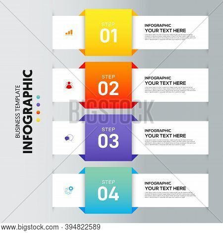 Modern Infographic Business Template And Data Visualization With 4 Options. Design Element Can Be Us