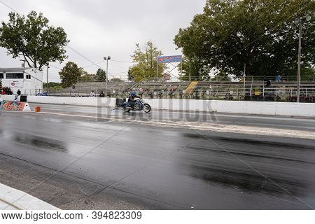 Milan, Michigan / Usa - 10-03-2020: Drivers Testing Their Cars At A Test And Tune Event That Is Open