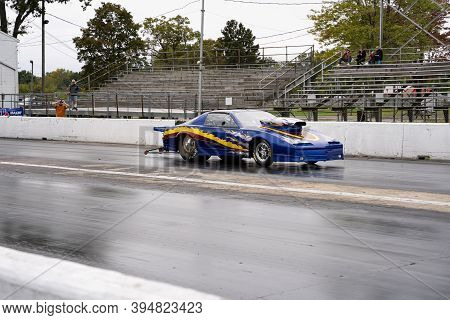 Milan, Michigan / Usa - 10-03-2020: Drivers Testing Their Cars At A Test And Tune Event That Is Open