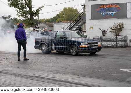 Milan, Michigan / Usa - 10-03-2020: Drivers Testing Their Cars At A Test And Tune Event That Is Open