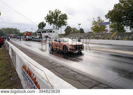 Milan, Michigan / Usa - 10-03-2020: Drivers Testing Their Cars At A Test And Tune Event That Is Open