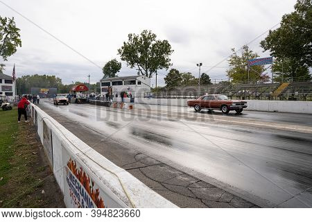 Milan, Michigan / Usa - 10-03-2020: Drivers Testing Their Cars At A Test And Tune Event That Is Open