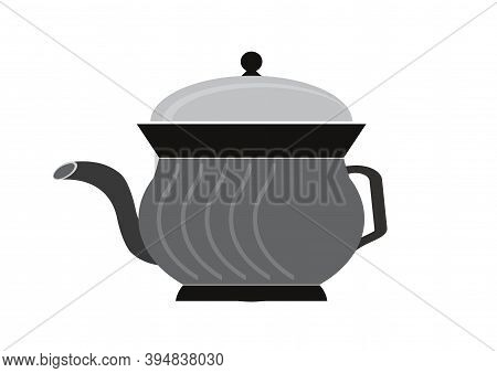 Black Color, Pottery Shape, Tea Kettle Vector Artwork