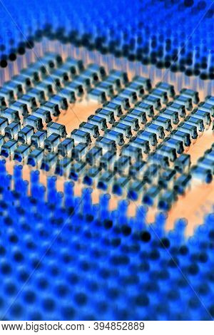 Computer Processor Or Microprocessor Close-up. Bright And Catchy Vertical Illustration On The Theme 