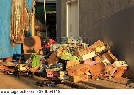 Collecting Paper And Kartons, Hong Kong Down Street 3 Oct 2020