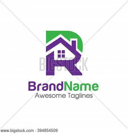 Modern Initial Letter R With Roofing Style. Real Estate Logo Concept