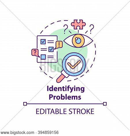 Identifying Problems Concept Icon. Business Consulting Task Idea Thin Line Illustration. Issues Disc