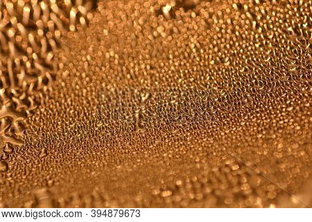 Deail Of Metal Surface Covered In Water Drops - Abstract Background