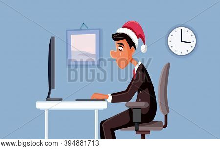 Man Working At The Office On Christmas