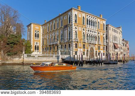 Venice, Italy - January 11, 2017: Palace Cavalli Franchetti Academia Art Gallery At Grand Canal In V