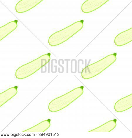 Illustration On Theme Of Bright Pattern Zucchini, Vegetable Squash For Seal. Vegetable Pattern Consi