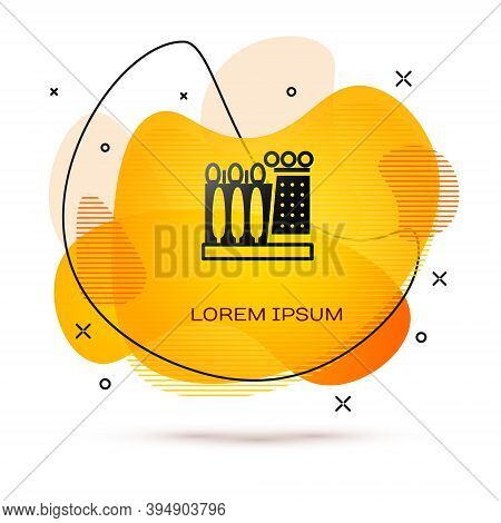Black Salvador Dali Museum In Figueres, Spain Icon Isolated On White Background. Abstract Banner Wit