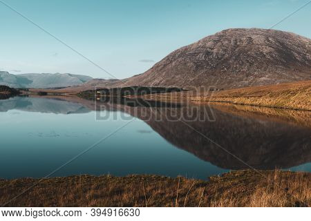 Nature Landscape, Connemara, Ireland, Lough Inagh, Lakes With Blue Water, Mountains In The Backgroun