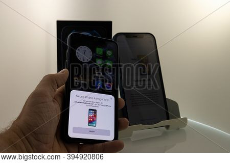 Frankfurt, Germany - November 13th 2020: A German Photographer Bought The New Iphone 12 Pro Max With