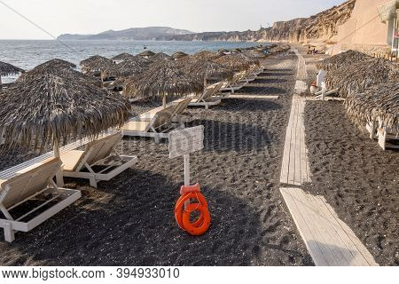 Santorini, Greece - September 16, 2020: Vlychada Beach, Also Known As The Moon Beach Surrounded By V