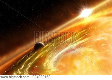 Planetary Moon Phobos In Clouds And Mars Planet. Eclipse. Collage, Elements Of This Image Furnished 