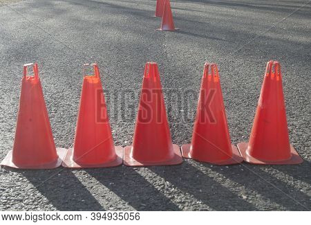 Pylon As Floor Marking Or Road Marking, Visible Marking For Road Safety