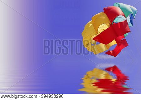 Red Yellow Green Parachute In The Sky