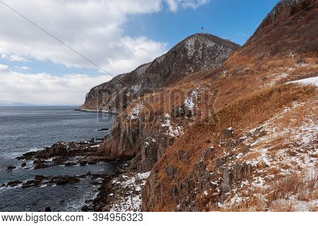 Hakodate, Hokkaido, Japan at the Tachimachi Cape at the end of Mt. Hakodate in winter season.