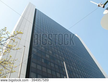 Berlin, Germany, April 7, 2019: Building Of The International Trade Center In Berlin N Spring