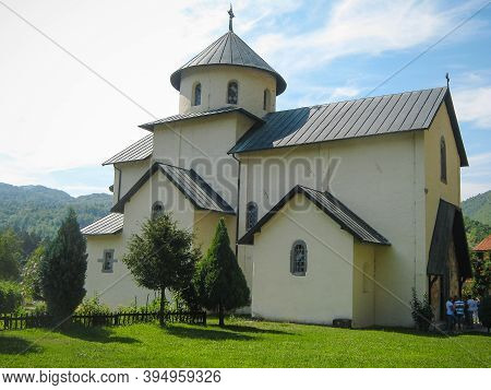 Moraca Valley, Montenegro - August 17, 2015: View Of The Church Of The Assumption Of The Blessed Vir