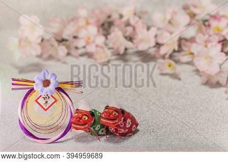 Japanese New Year's Cards With Handwriting Ideograms Geishun Which Means Welcomin Spring With Cute T