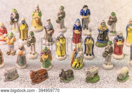 Small Figurines Of Santons From French Provence Used Like Beans Of The Cake Of The Kings During The 