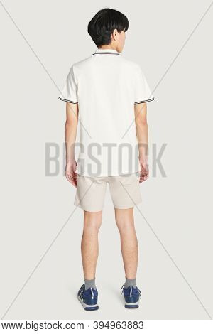 Man wearing a white collared shirt mockup