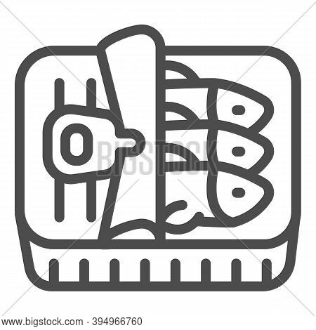 Tuna In Tin Box Line Icon, Fish Market Concept, Tin Fish Can Sign On White Background, Sprat Fish Ic
