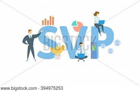 Svp, Senior Vice President. Concept With Keywords, People And Icons. Flat Vector Illustration. Isola