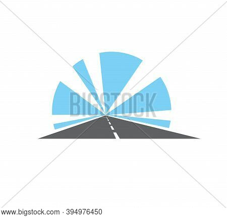 Highway, Road Isolated Pathway Vector Icon. Two Lane Straight Asphalt Speedway Going Into The Distan