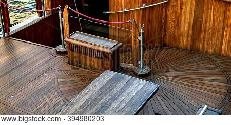 Old Sailship Wood Deck Cruise Ship Balcony.