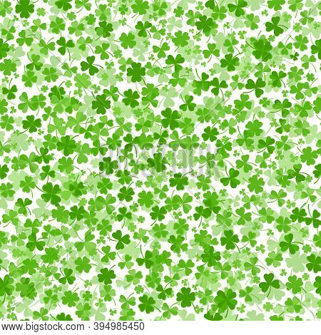 Seamless Shamrock Or Clover Leaves Flat Design Green Backdrop Pattern Vector Illustration Isolated O