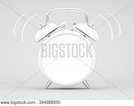 3d Rendering White Alarm Clock On White Background